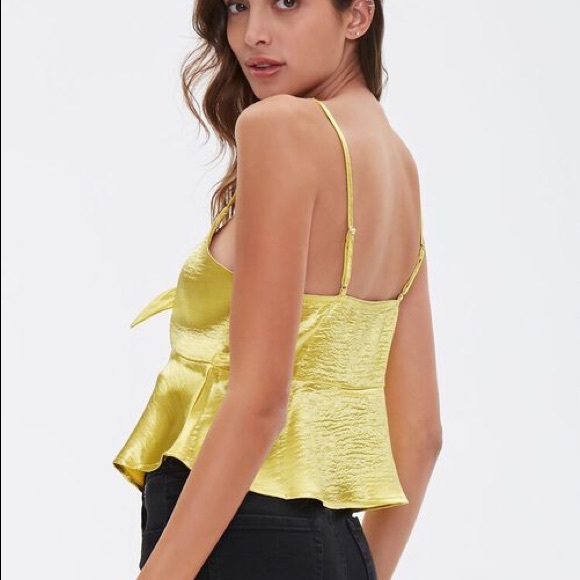 NWT Satin Flounce Bow Cami in Citron, small - Picture 4 of 7